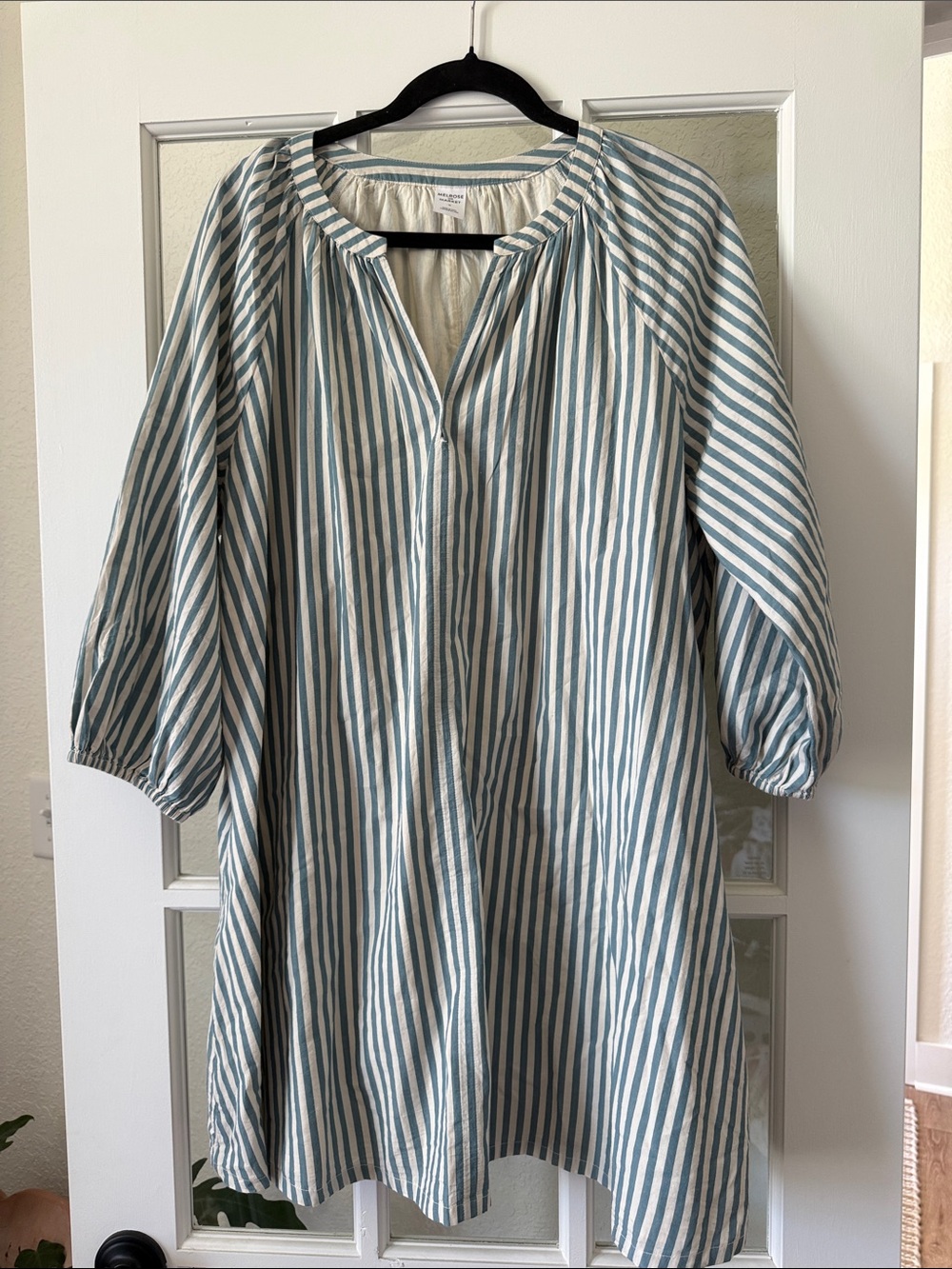 Melrose and Market Blue and White Striped Peasant Dress